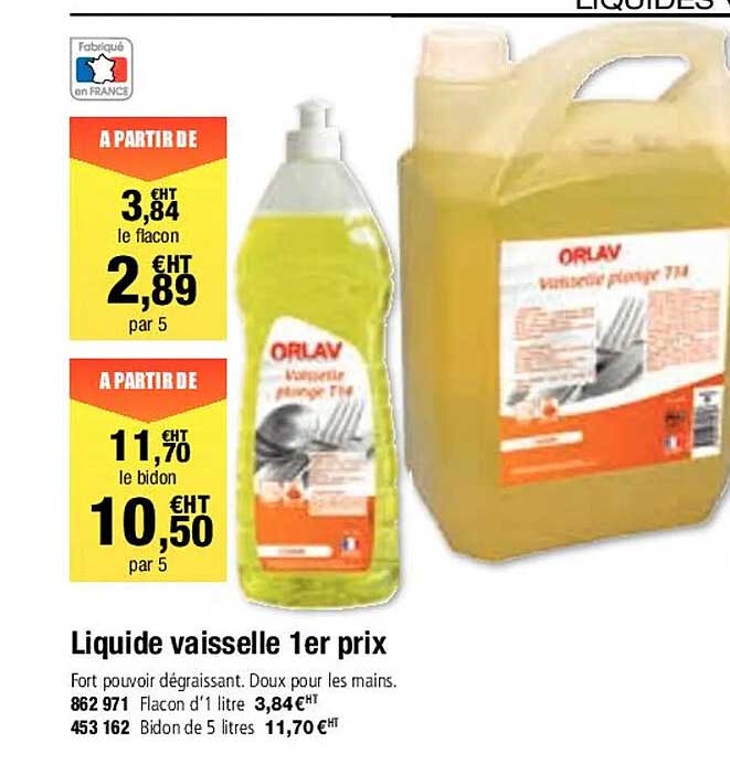 liquide vaisselle 1er prix orlav