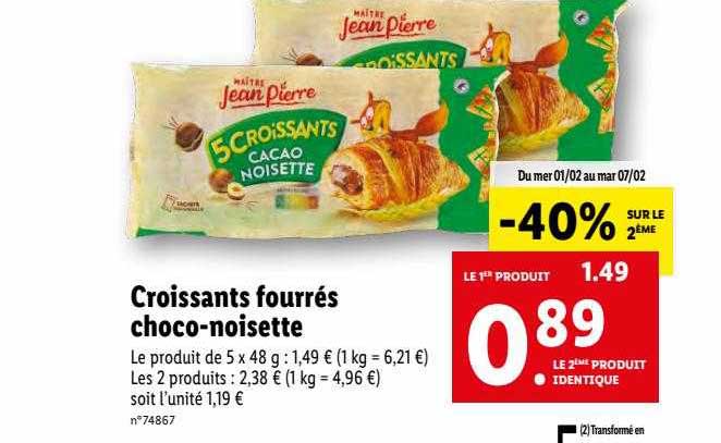 Maître Jean-pierre Croissants Fourrés Choco-noisette