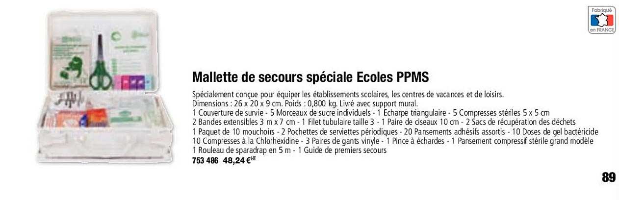 mallette de secours spéciale ecoles ppms
