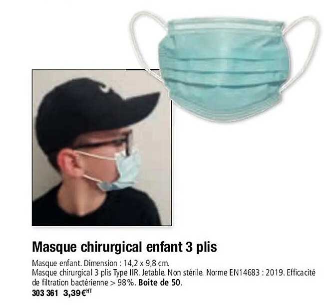 masque chirurgical enfant 3 plis