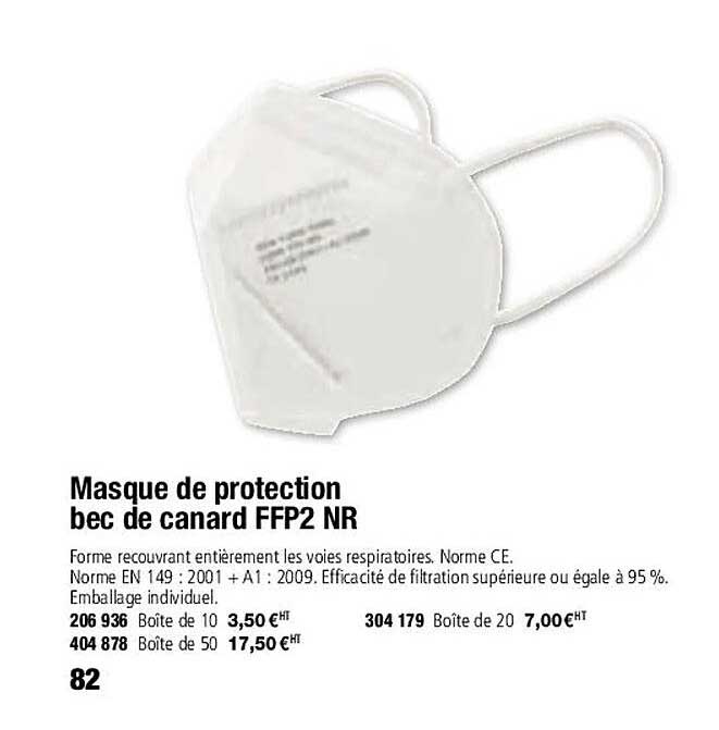 masque de protection bec de canard ffp2 NR