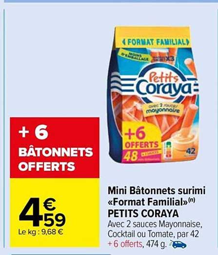 mini bâtonnets surimi "format familial" petits coraya