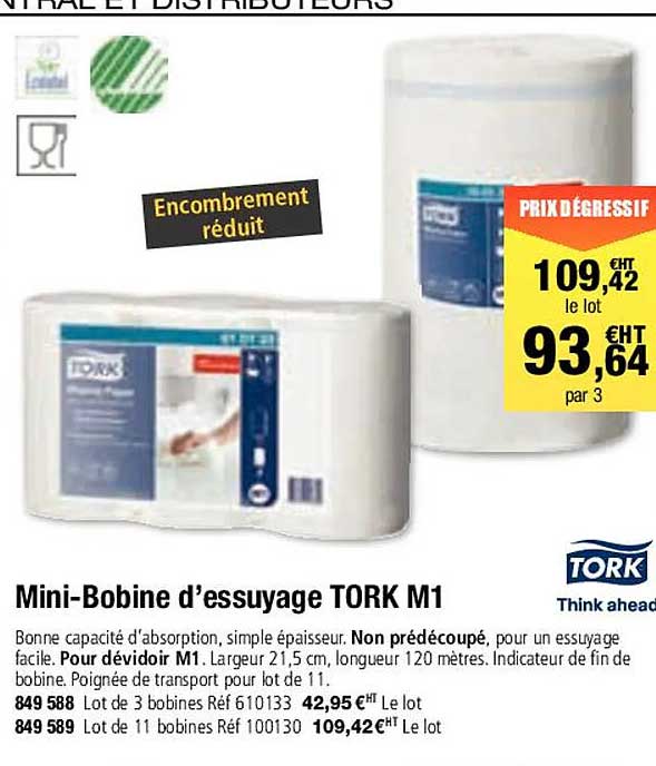 mini-bobine d'essuyage tork m1