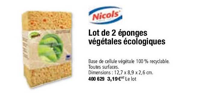 Nicols Lot De 2 éponges Végétales écologiques
