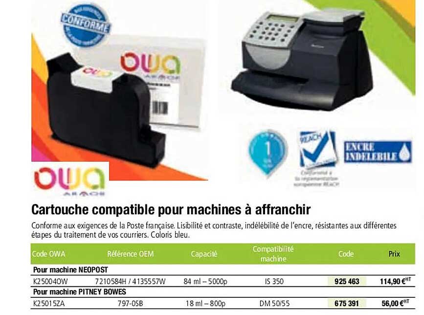 owa cartouche compatible pour machines à affranchir