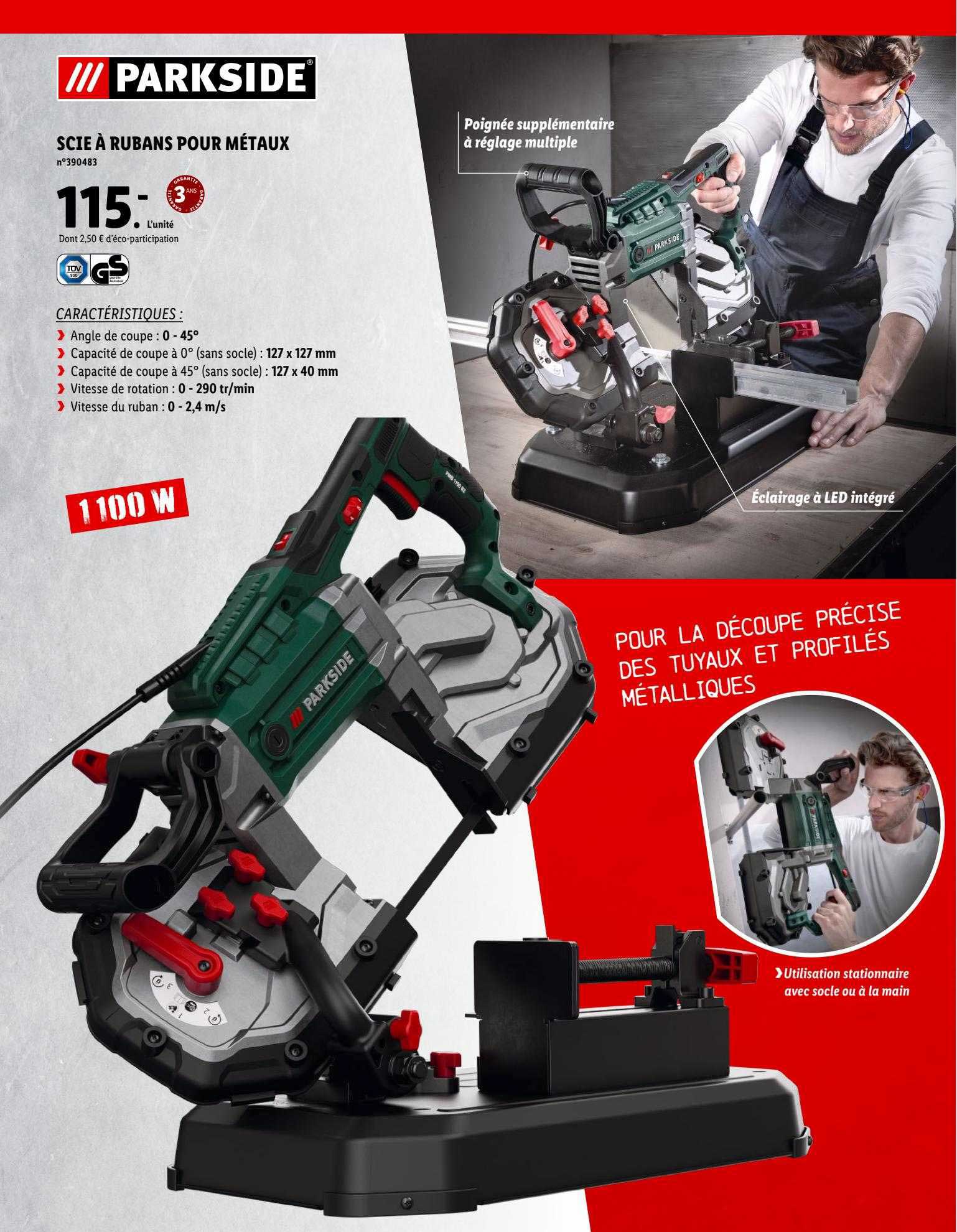 parkside scie à rubans pour métaux