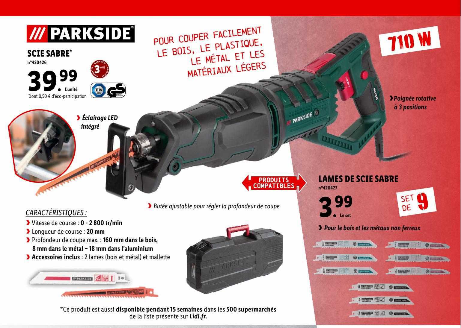 parkside scie sabre' ou lames de scie sabre