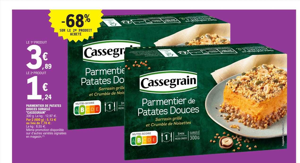 parmentier de patates douces surgelé "cassegrain"