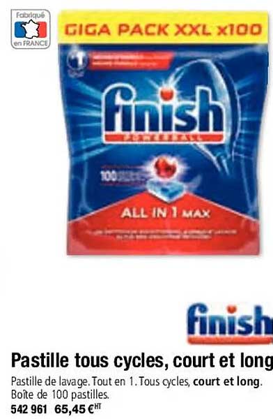 pastille tous cycles, court et long finish