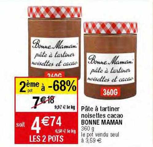 pâte à tartiner noisettes cacao bonne maman
