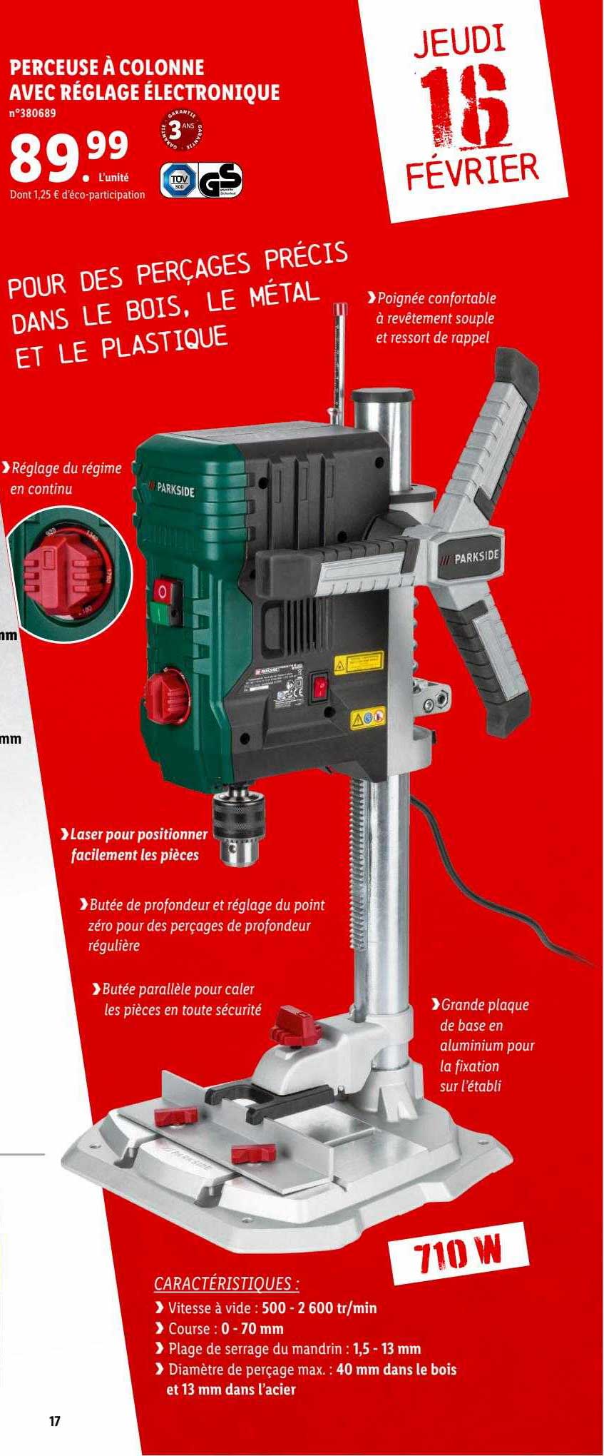perceuse à colonne avec réglage électronique parkside