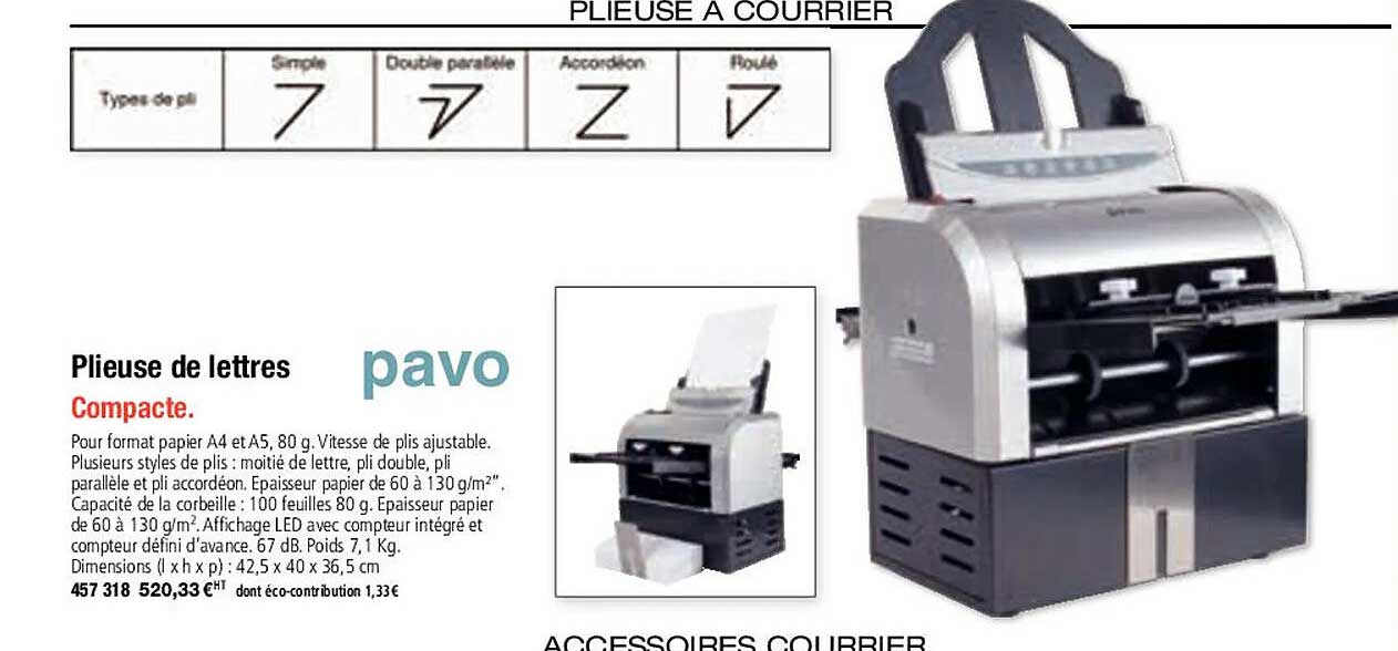 plieuse de lettres pavo