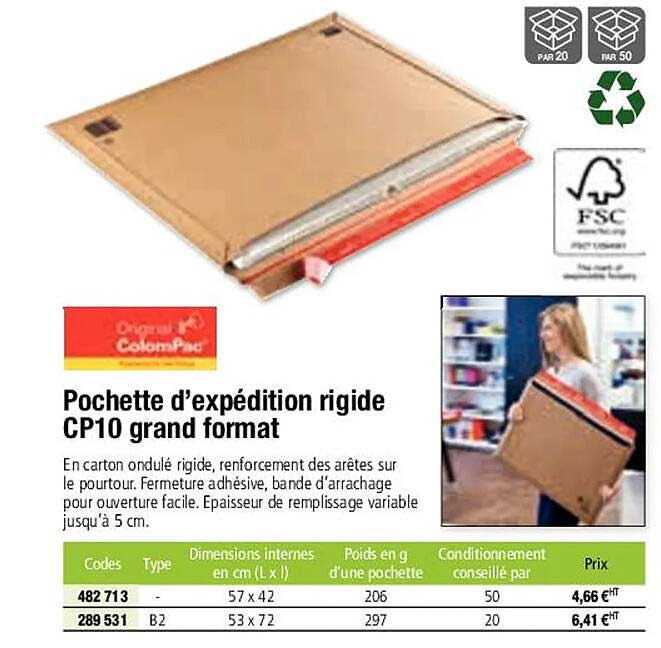 pochette d'expédition rigide cp10 grand format