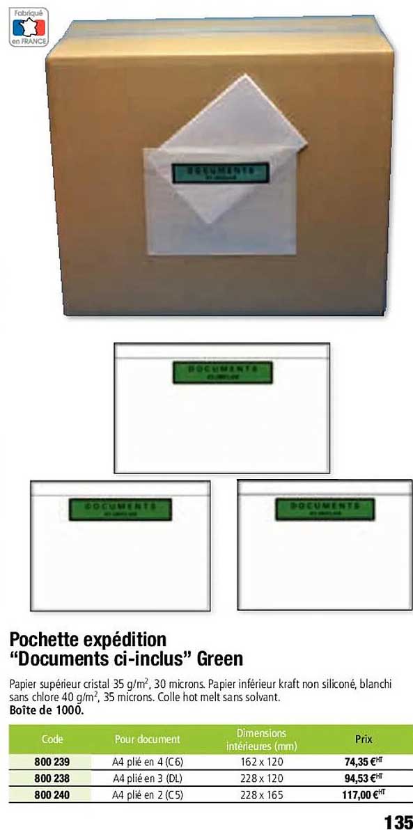 pochette expédition "documents ci-inclus" green