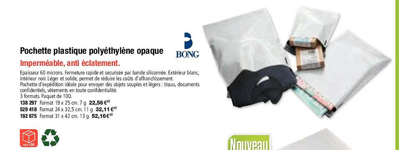 pochette plastique polyéthylène opaque bong