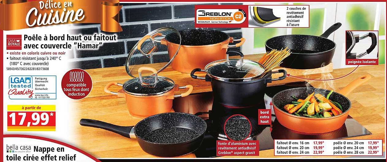 poêle à bord haut ou faitout avec couvercle "hamar" casa royale