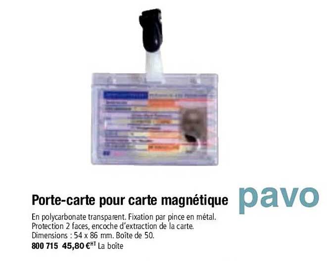 porte-carte pour carte magnétique pavo