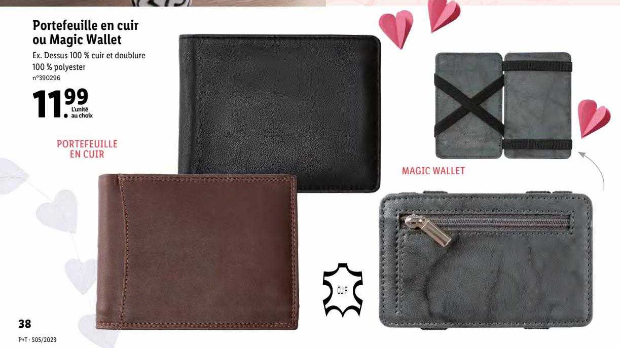 portefeuille en cuir ou magic wallet