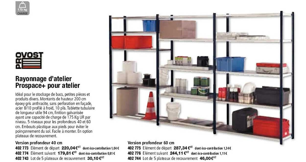 rayonnage d'atelier prospace+ pour atelier