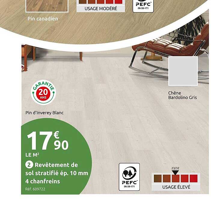 revêtement de sol stratifié ép. 10 mm 4 chanfrein
