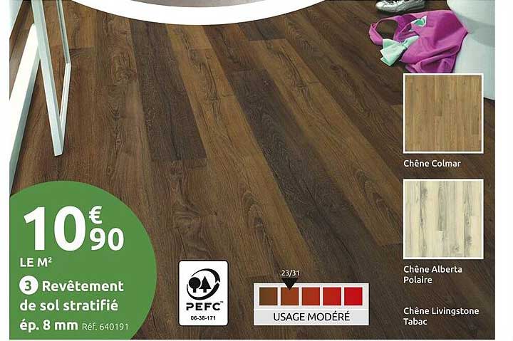 revêtement de sol stratifié ép. 8 mm