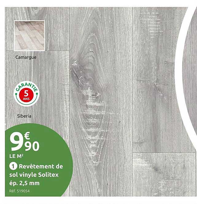 revêtement de sol vinyle solitex ép. 2,5 mm