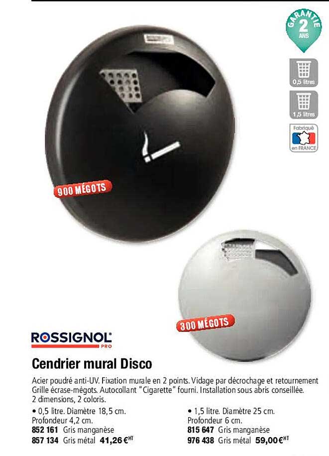 rossignol cendrier mural disco