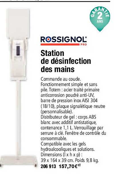 rossignol station de désinfection des mains