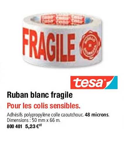 ruban blanc fragile tesa