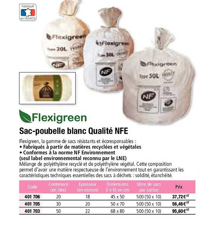 sac-poubelle blanc qualité nfe