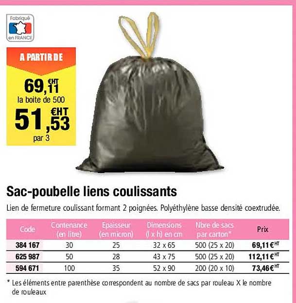 sac-poubelle liens coulissants
