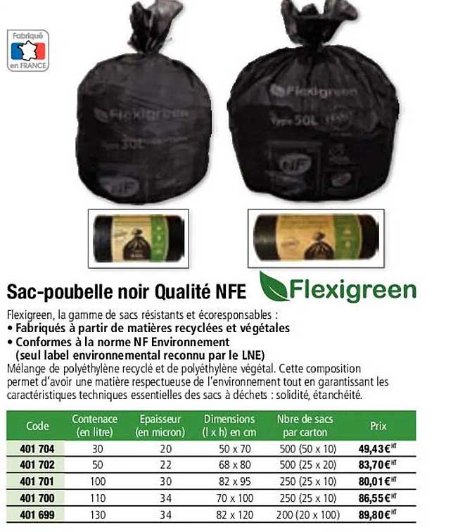 sac-poubelle noir qualité nfe flexigreen