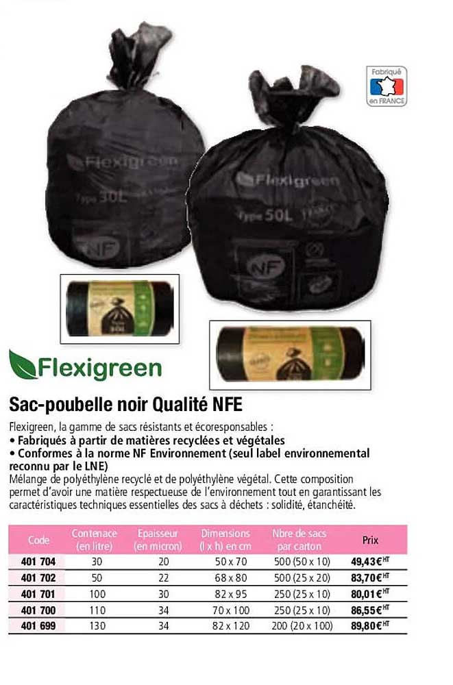 sac-poubelle noir qualité nfe flexigreen