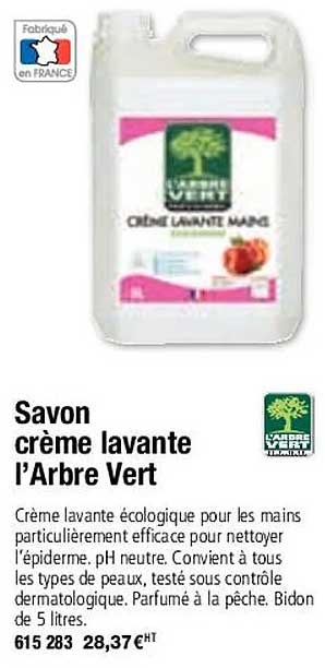 savon crème lavante l'arbre vert