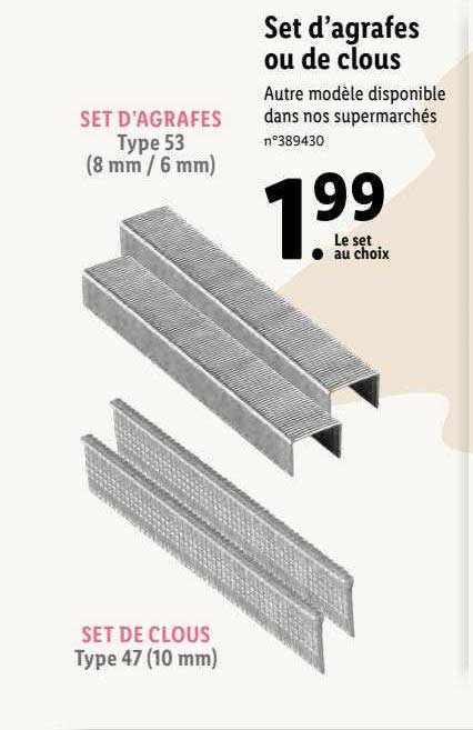 set d'agrafes ou de clous