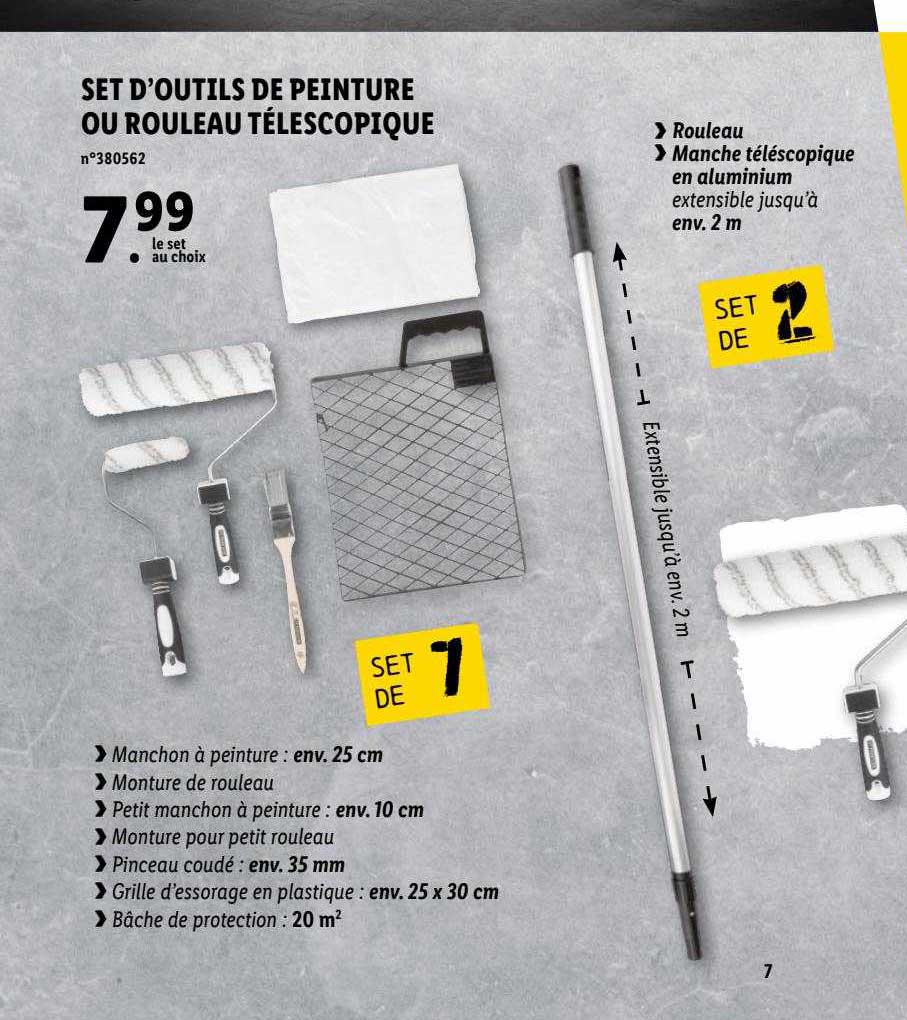 set d'outils de peinture ou rouleau télescopique