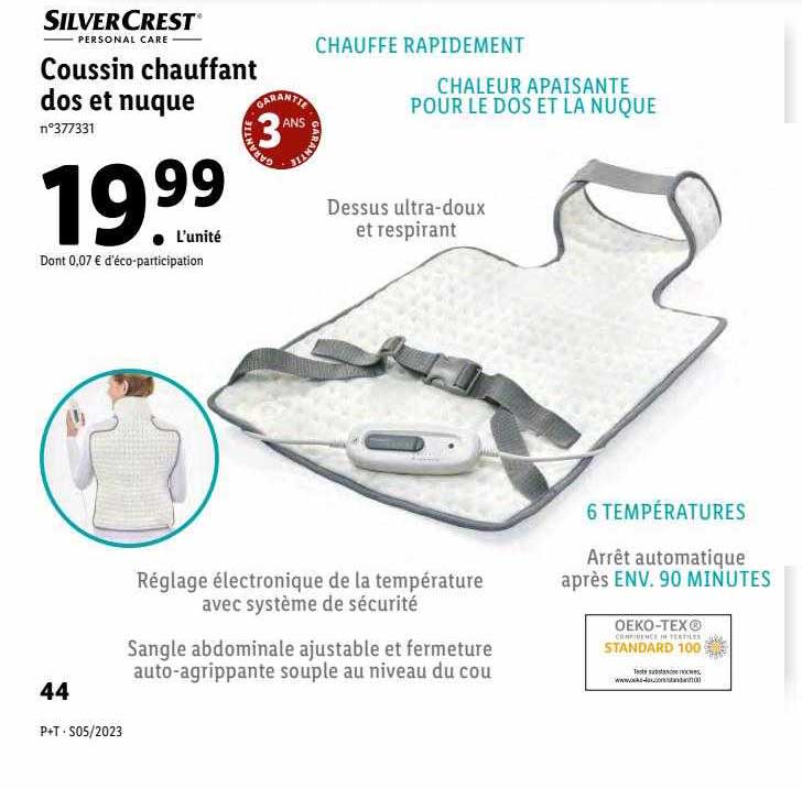 silvercrest coussin chauffnt dos et nuque