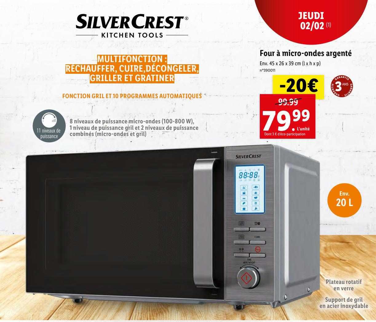 silvercrest four à micro-ondes argenté