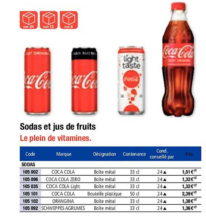 sodas et jus de fruits coca-cola, light taste