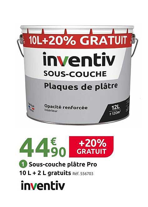 sous-couche plâtre pro 10 l + 2 l gratuits inventiv