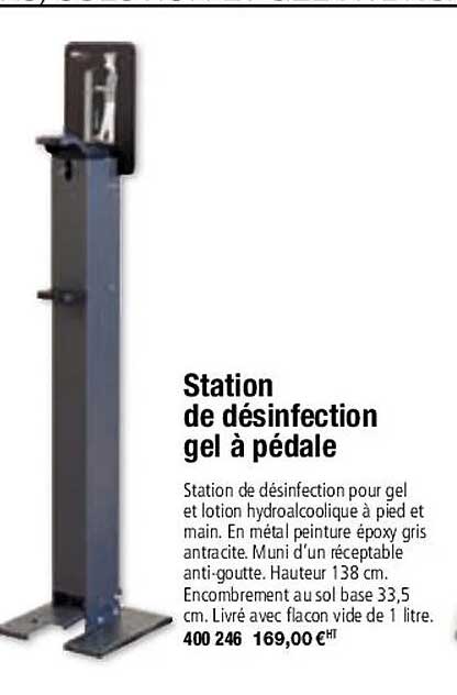 station de désinfection gel à pédale