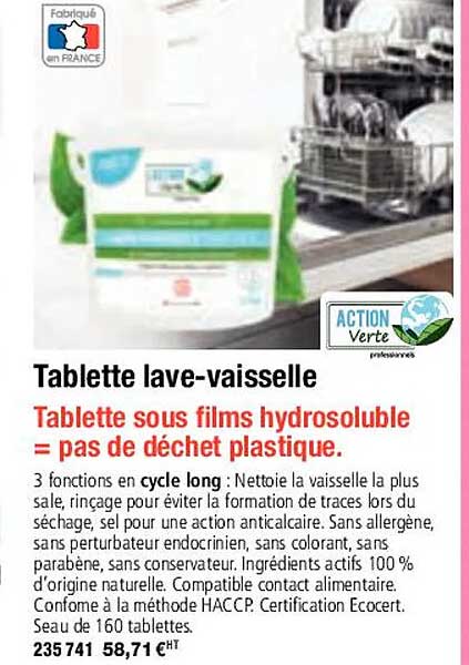 tablette lave-vaisselle action verte