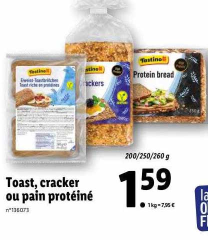 toast, cracker ou pain protéiné