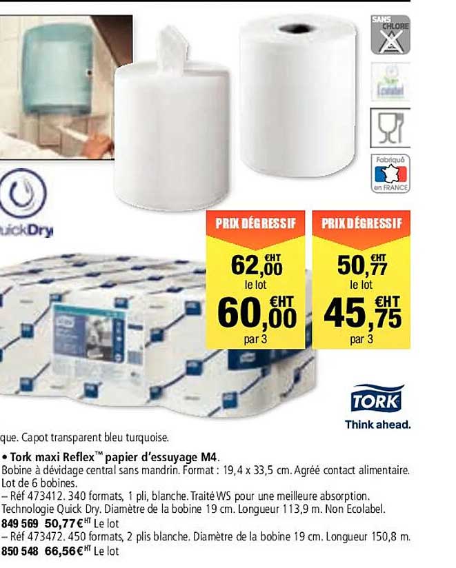 tork maxi reflex papier d'essuyage m4