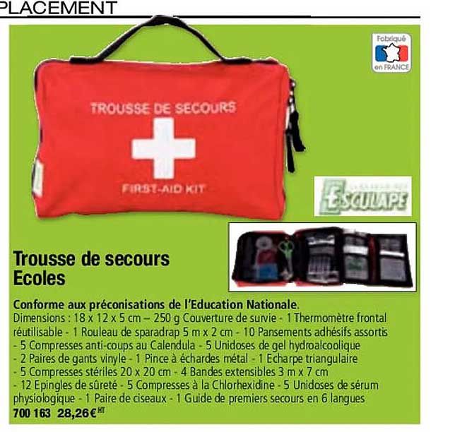 trousse de secours ecoles
