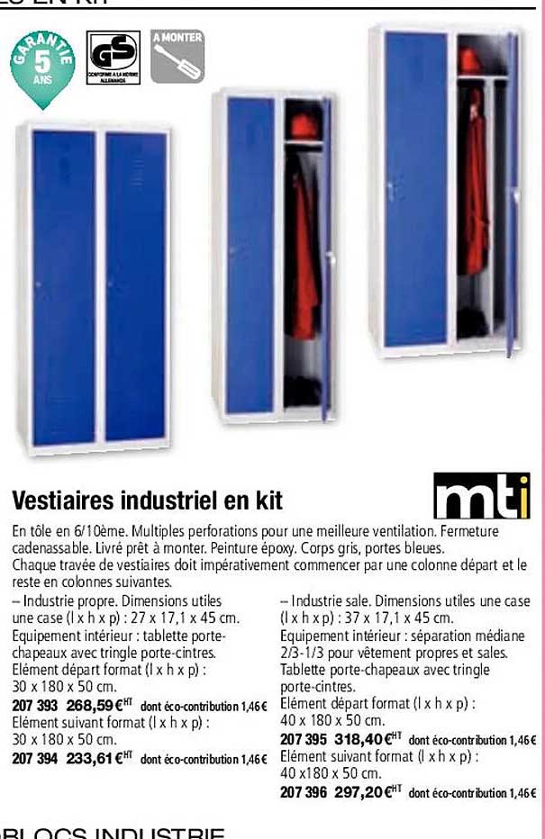 vestiaires industriel en kit