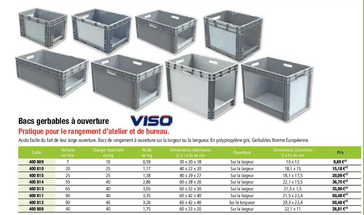 viso bacs gerbables à ouverture