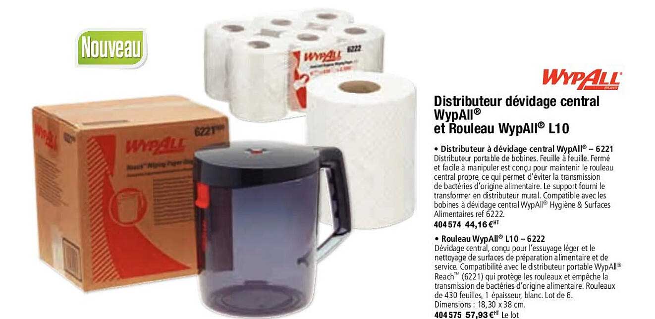 wypall distributeur dévidage central et rouleau l10