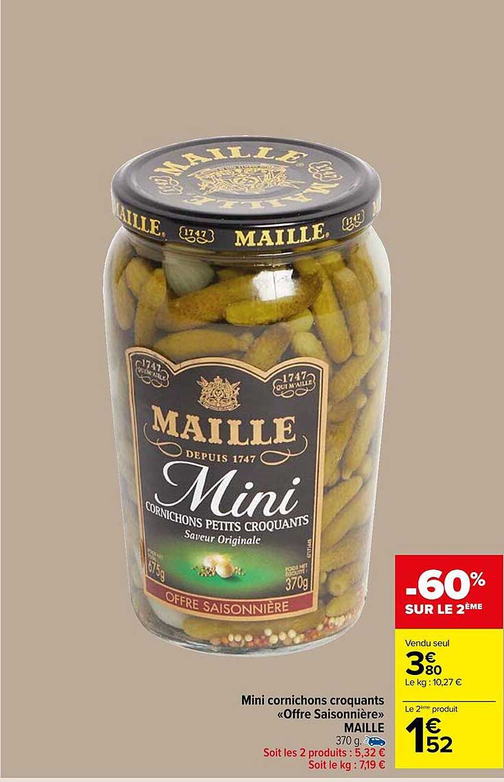 mini cornichons croquants «offre saisonnière» maille