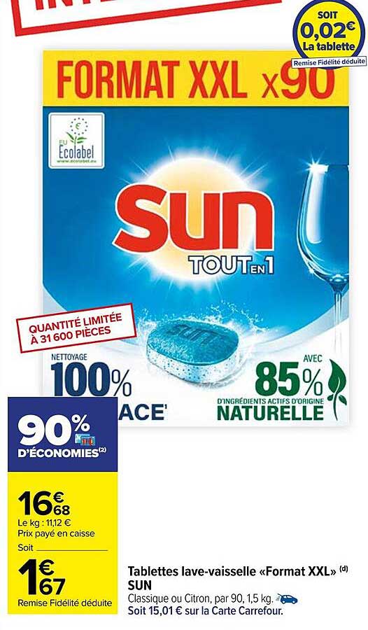 tablettes lave-vaisselle «format xxl» sun